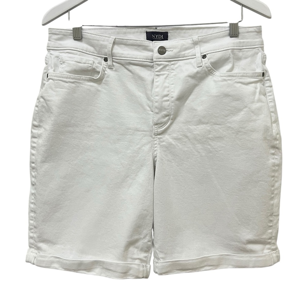 NYDJ white denim stretch Bermuda shorts size 14 - Picture 3 of 10